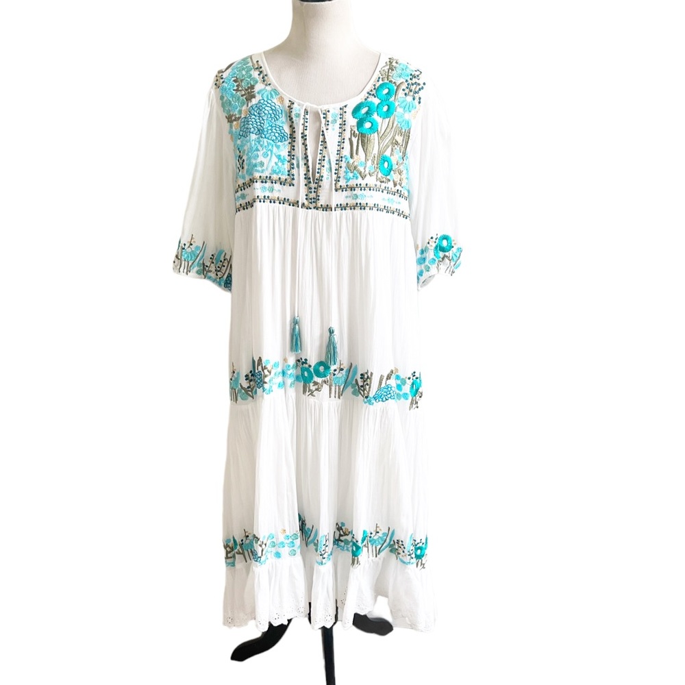 Tolani Island Resort Embroidered Maxi Dress Size XL